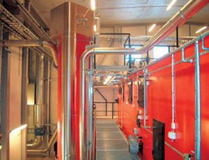 Intérieur d'un sécheur de boues 