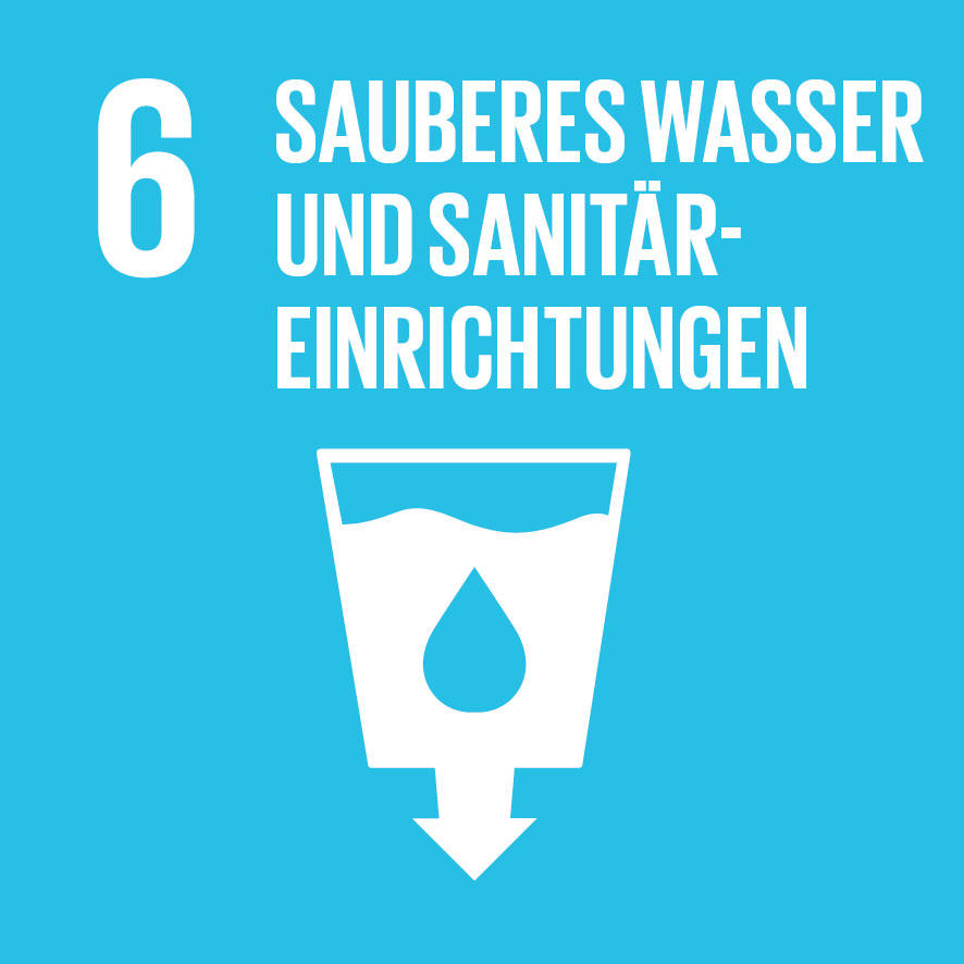 Piktogramm zu SDG - Nachhaltigkeitsziel 6: Sauberes Wasser und Sanitär-Einrichtungen