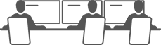 Picto of a monitoring center with three people