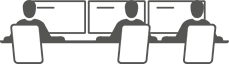 Picto of a monitoring center with three people