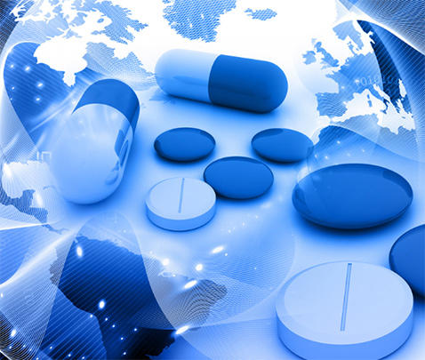 Collage mit Tabletten als Sinnbild für die Pharmaindustrie